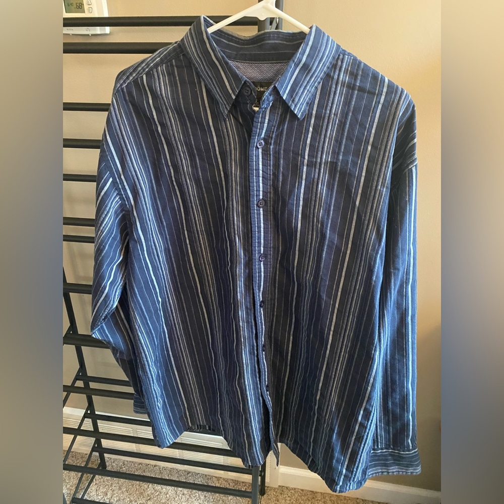 Pinstripe Button Up Shirt XL 17in